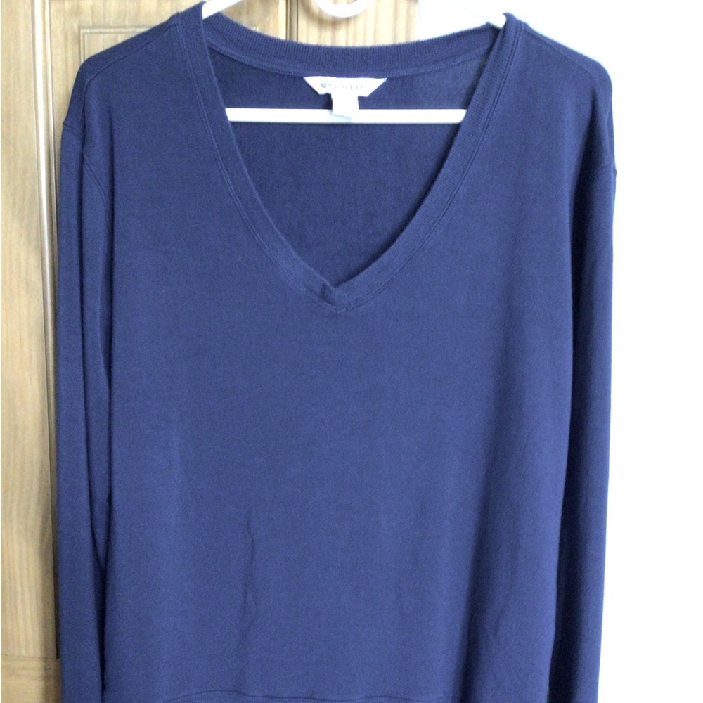 Athleta Sunrise V Neck Sweatshirt M Enchanted Blue Medium Nirvana Long Sleeve